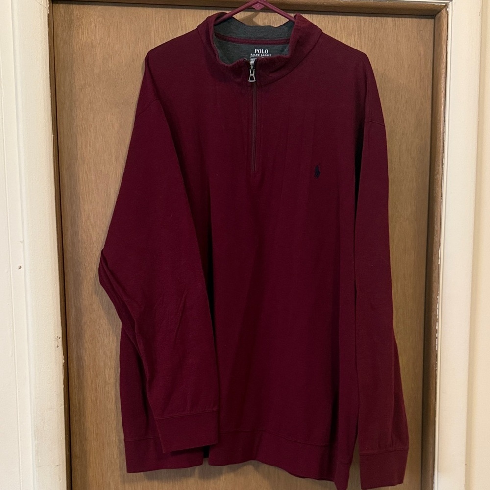 Polo by Ralph Lauren Men's performance Dark Maroon 3/4 Zip-Up 3LT